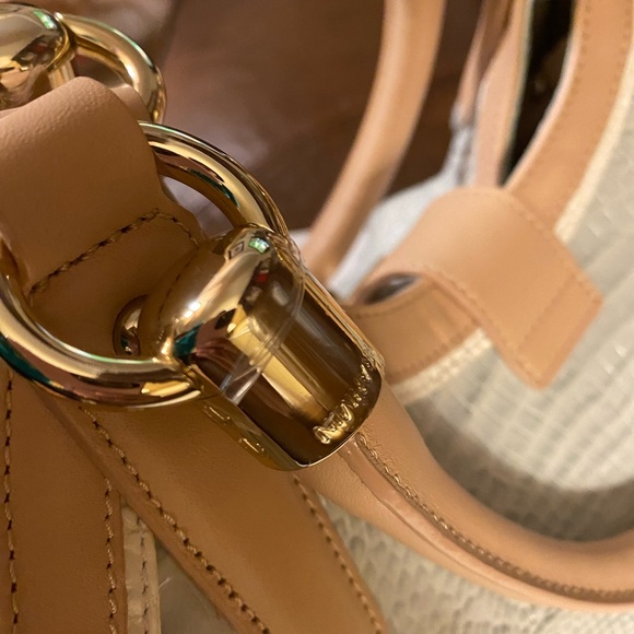 Brahmin Light Blue and Tan Croc-Embossed Shoulder Bag - Picture 9 of 10